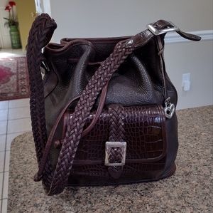 Brighton Vintage Leather Braided Strap Buckles Bag- super clean